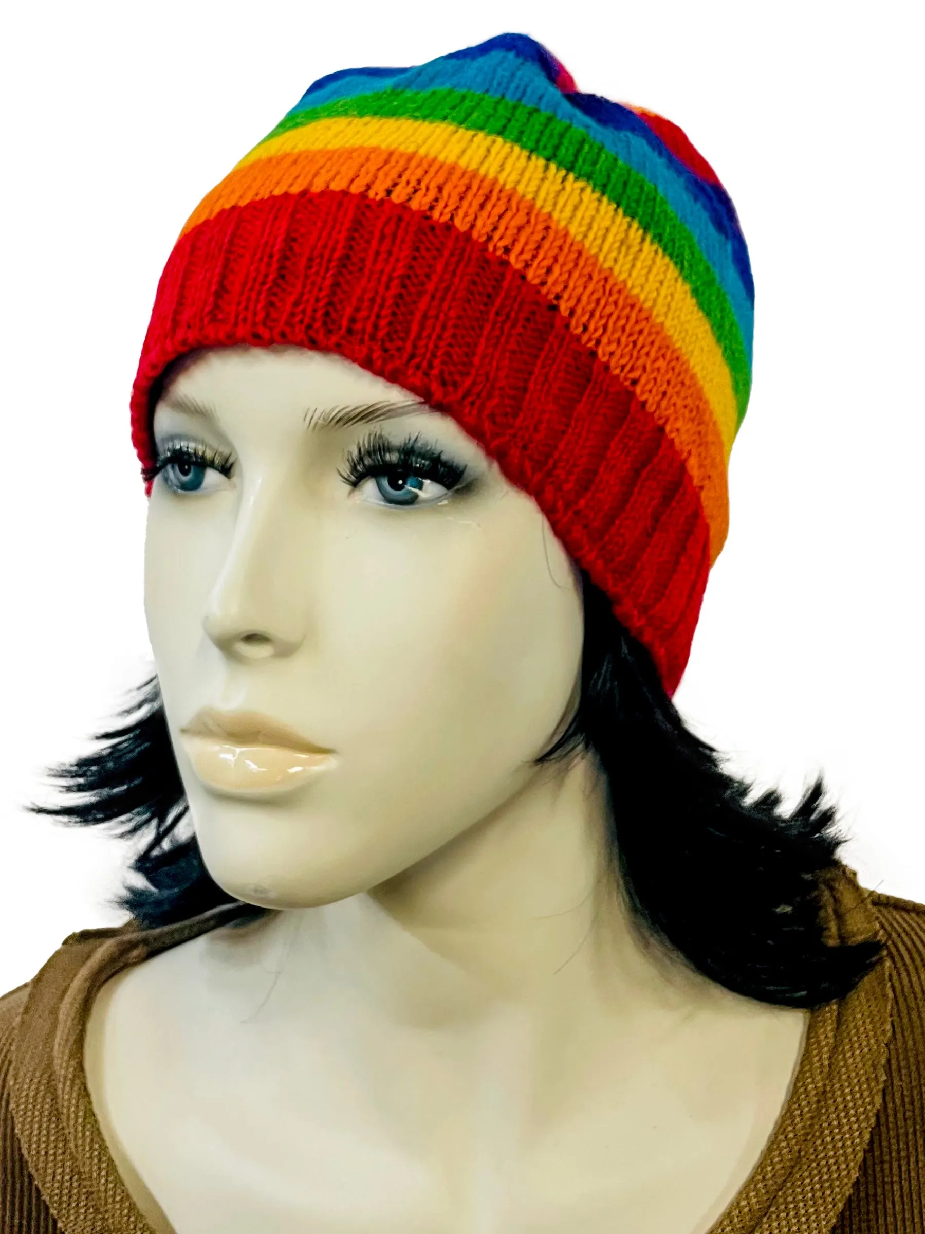 Rainbow Beanie Hat Fleece Lined