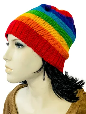 Rainbow Beanie Hat Fleece Lined