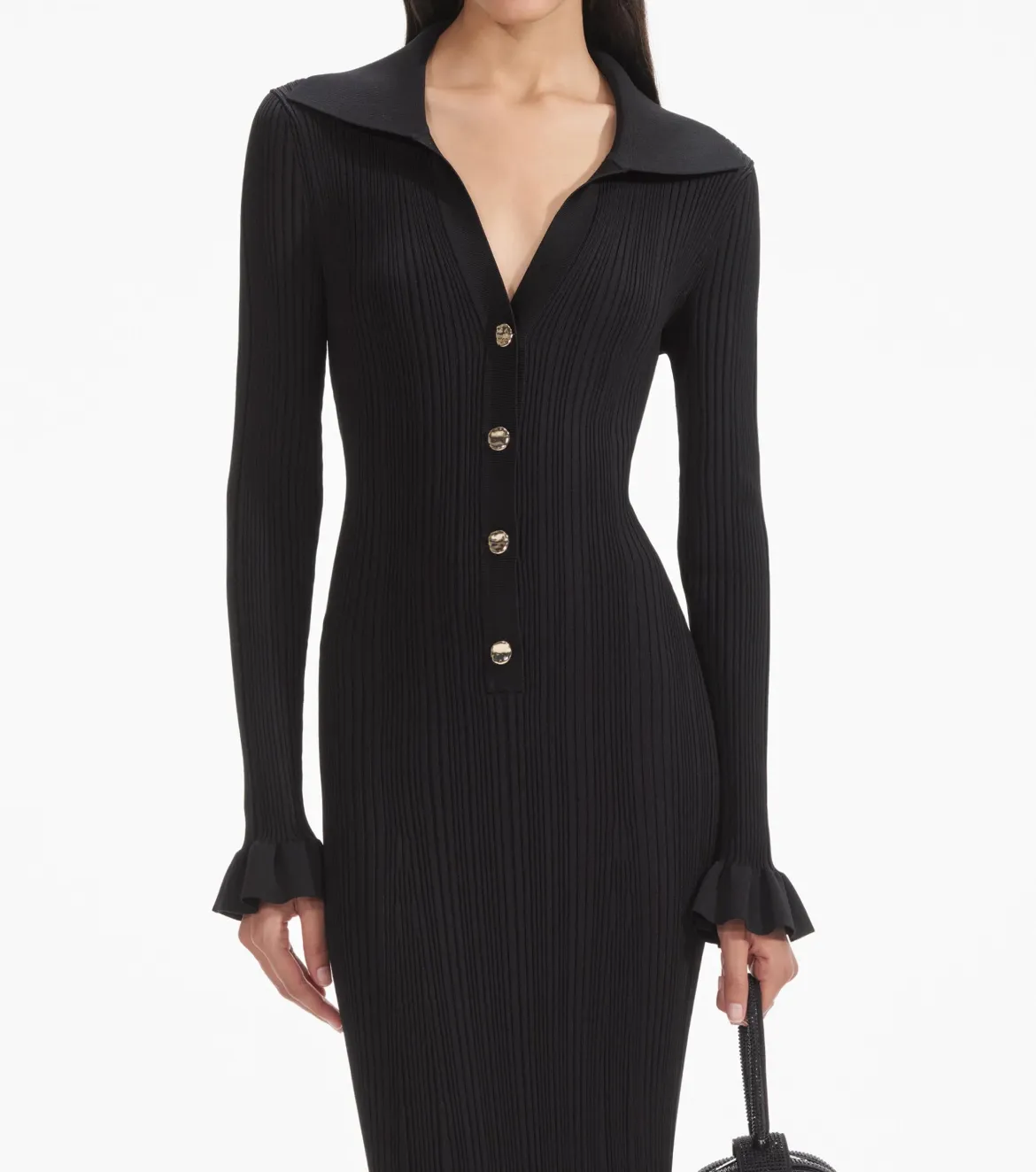 Ribbed-knit midi dress