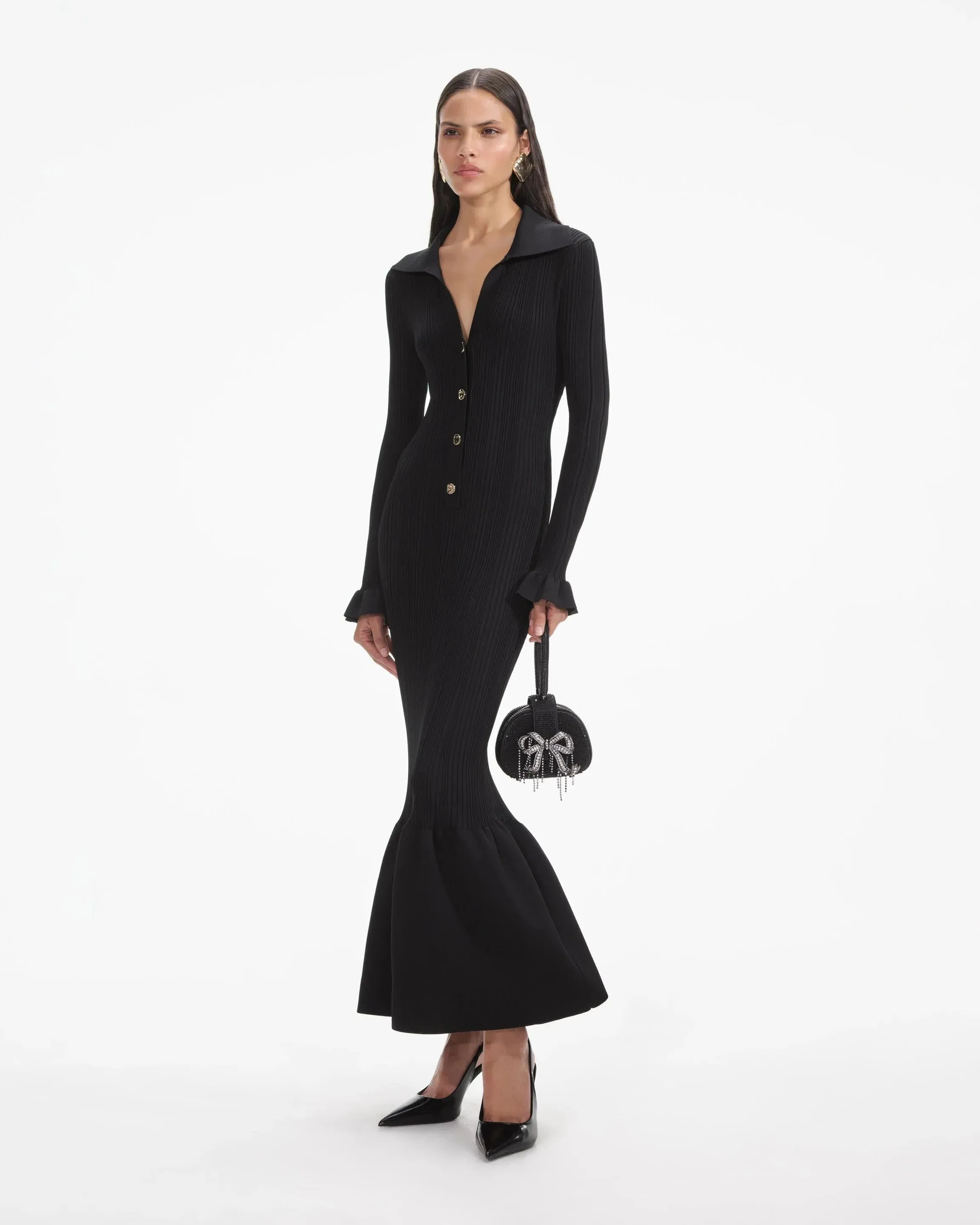 Ribbed-knit midi dress