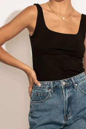 Scoop Neck Tank in Black - FINAL SALE