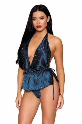 Sparkling Satin Teddy with Rhinestone Accents