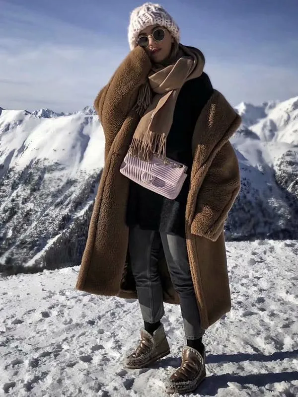 Stunning Solid Lapel Fuzzy Coat