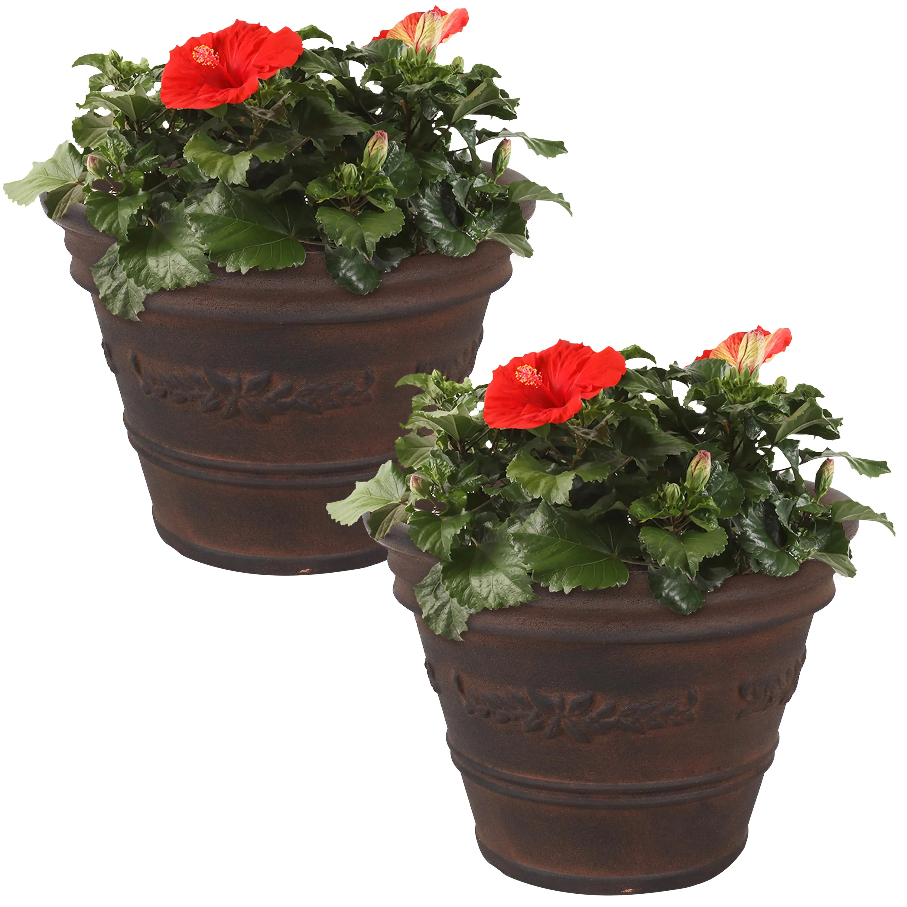 Sunnydaze Laurel Outdoor Flower Pot Planter - Rust - 13"
