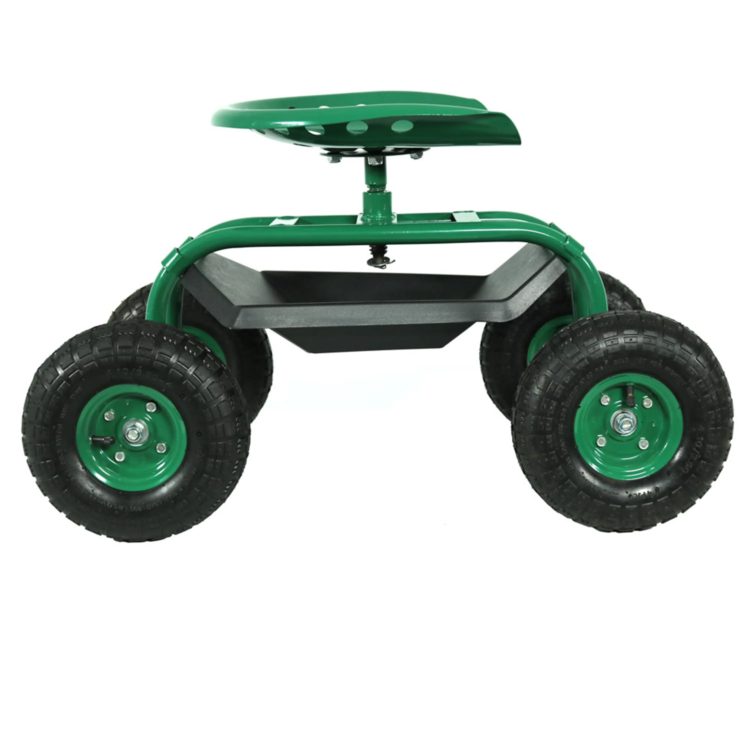 Sunnydaze Rolling Garden Cart with 360-Degree Swivel Seat and Tray