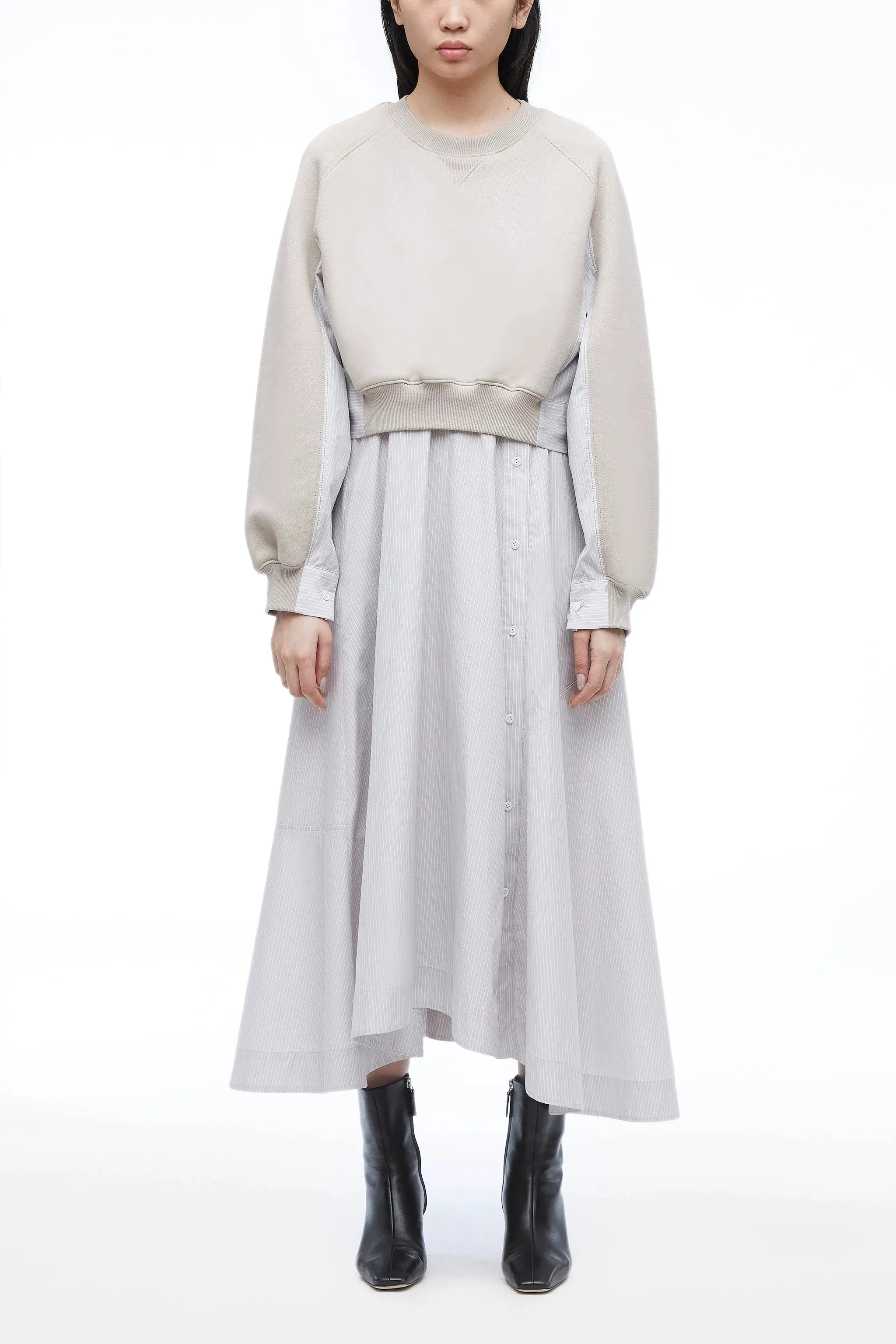 Sweatshirt Poplin Combo Dress