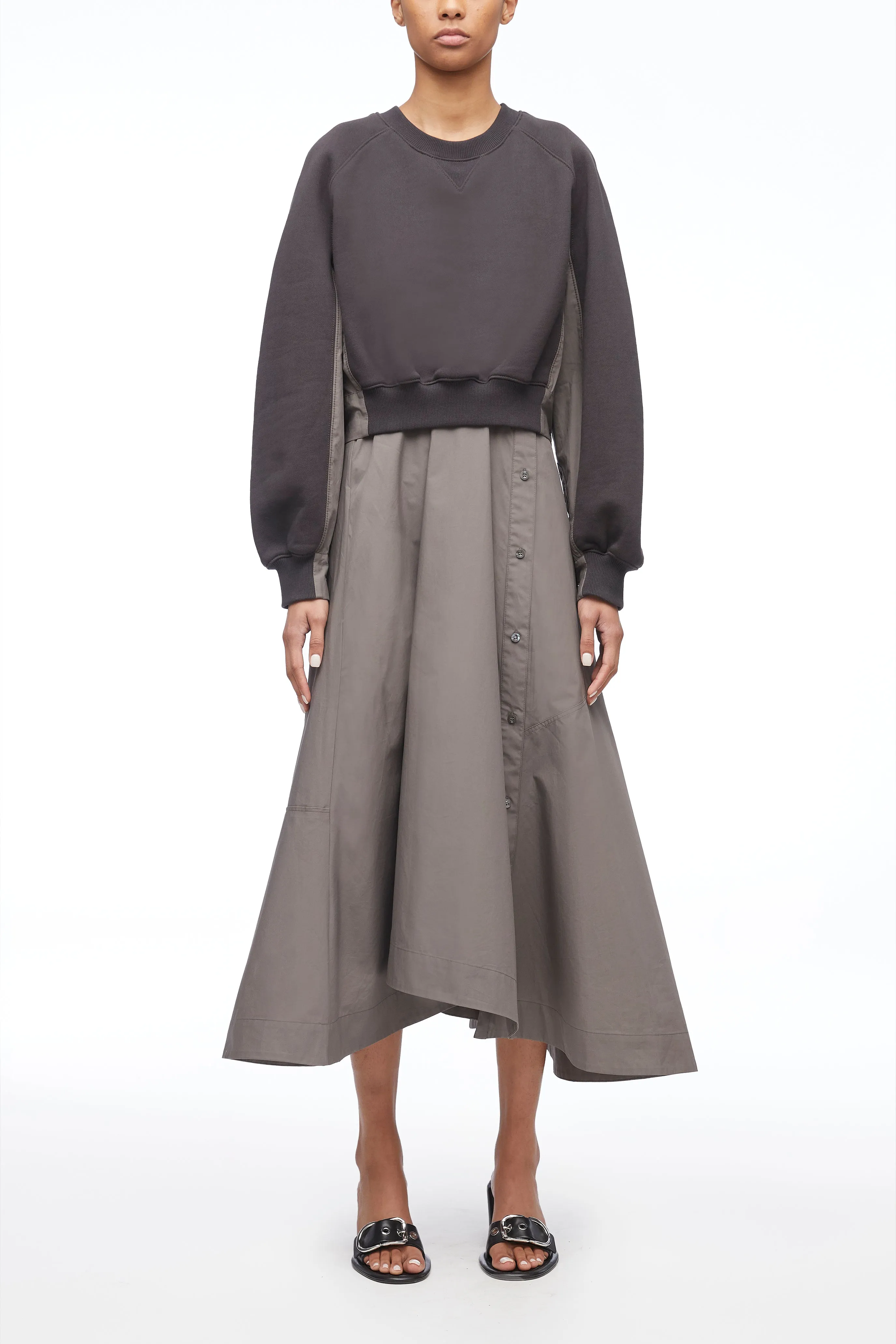 Sweatshirt Poplin Combo Dress