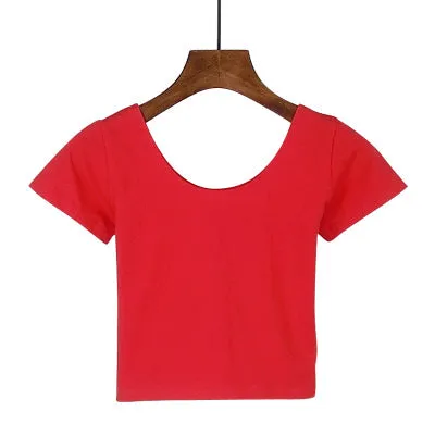 Tight navel-baring short-sleeved women's T-shirt