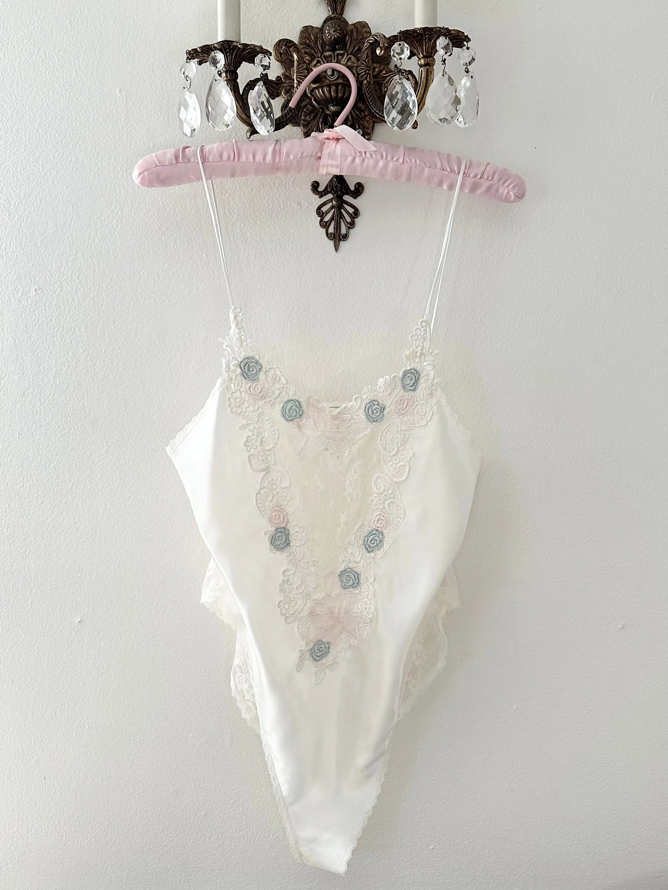 Vintage Victoria’s Secret Gold Label Ivory Lace 1980s Bodysuit Teddy Lingerie Piece (M)