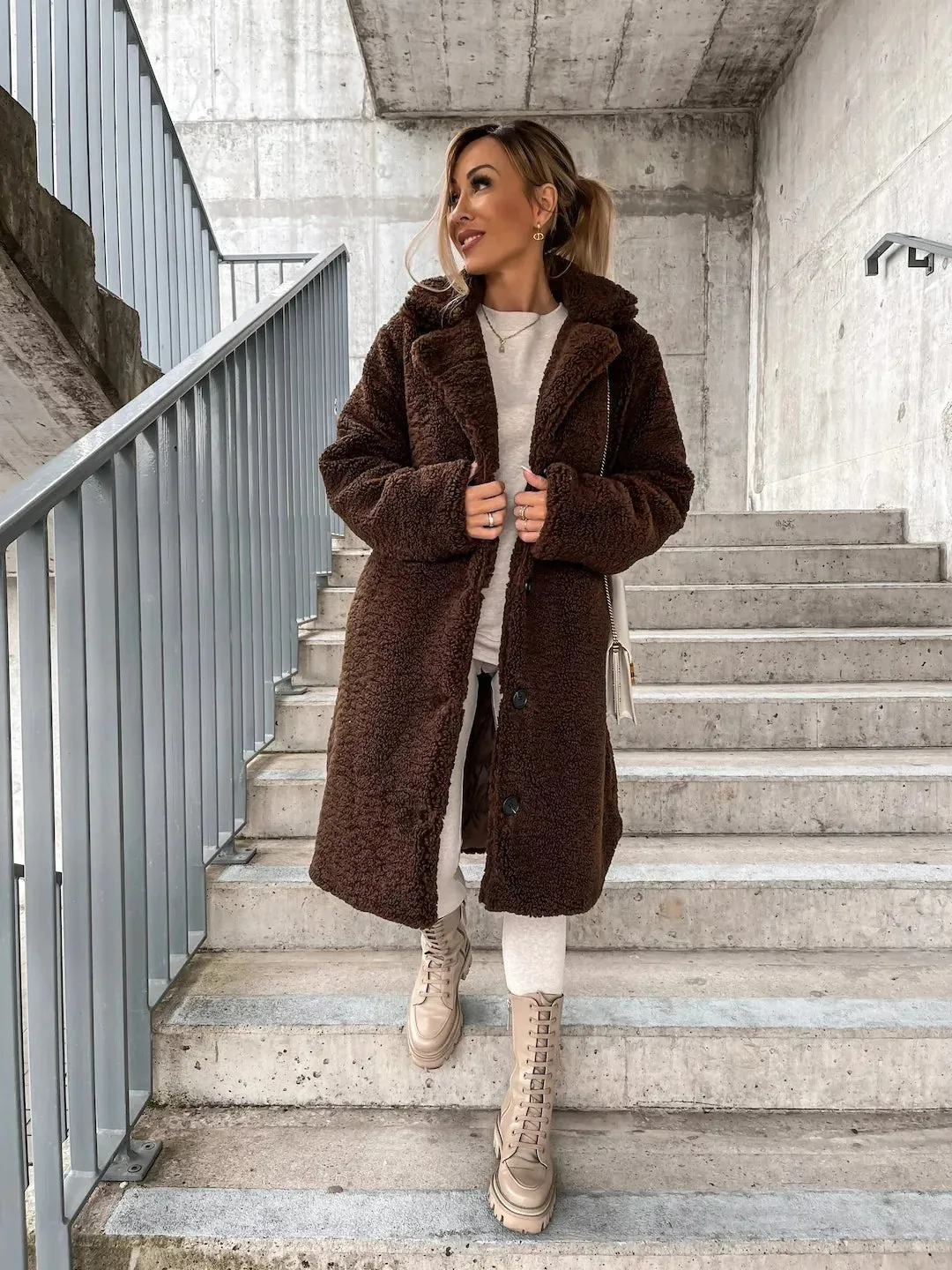 Women's Casual Soft Plush Teddy Trench Coat | Ideal for Autumn/Winter
