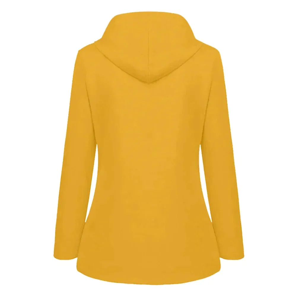 Women's Stylish Warm Fleece Lined Rain Coat with Hood | Ideal for Autumn/Winter