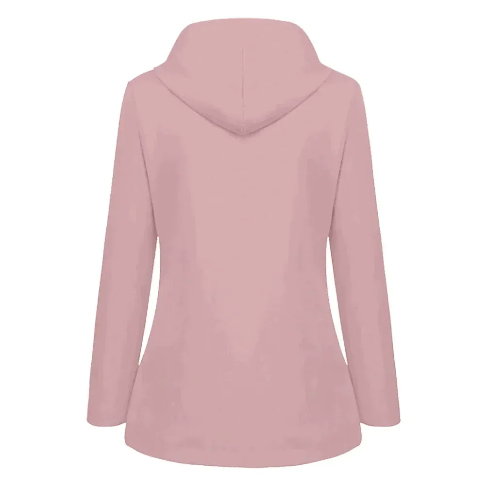 Women's Stylish Warm Fleece Lined Rain Coat with Hood | Ideal for Autumn/Winter